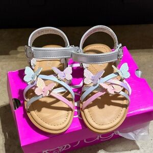 Sugar Kids Sandals with Butterfly Accents - White and Pastel